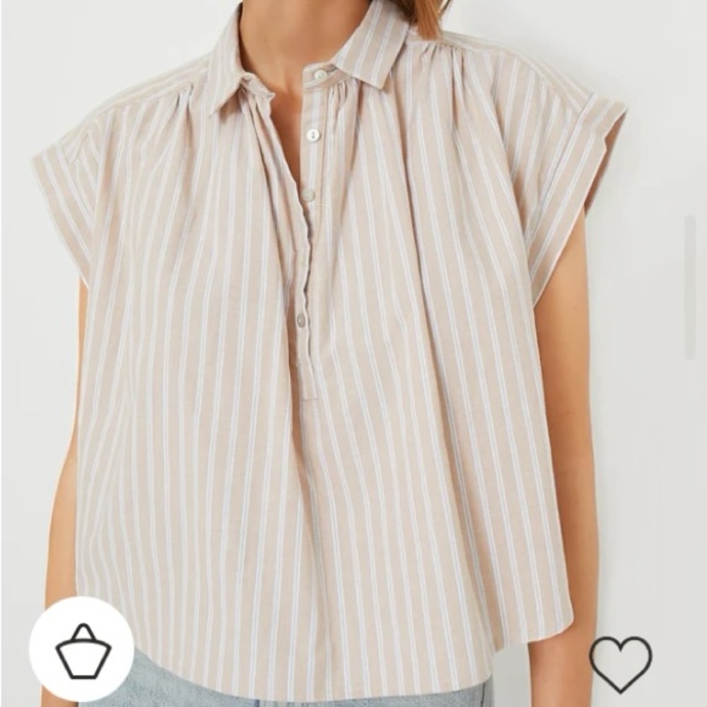 NWT Pomander Place Rosie Popover Top Sand Stripe